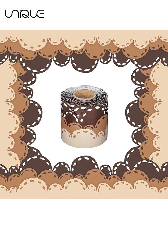 يونيك حدود لفصل دراسي مقاومة للماء بسحابة بنية بامتداد 10 أمتار - حدود لوحة إعلانات متدرجة - زينة للسبورة - ديكور حدود مناسب للعودة إلى المدرسة للفصول الدراسية والمكاتب وجدران السبورة (سحب) - Image 1