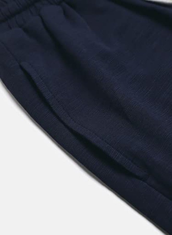 luyk بنطلون لويك قطني محبوك باللون الكحلي | بنطلون رياضي بمقاس حر للأطفال والفتيات - Image 4