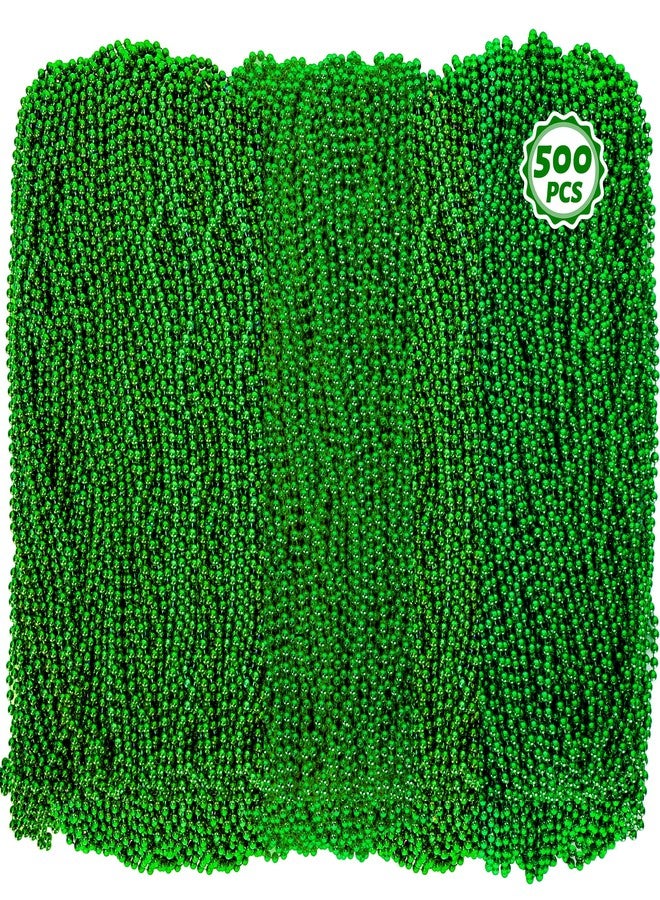 Huskein 500 PCS Mardi Gras Beads, 33" Beaded Necklaces, Green St Patricks Day Accessories, Christmas Bead Necklace, Parade Favors Bulk Party Favors Supplies Decor for Wedding Birthday Pirate - Image 1
