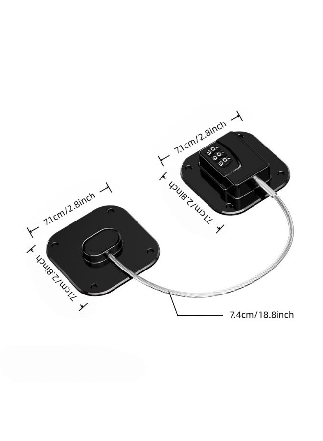 Refrigerator Lock, Heavy Duty Fridge Lock, Combination Lock for Refrigerator Cabinets, Drawers, Safety, Easy Install No Keys Needed (Black-2Pack) - Image 2