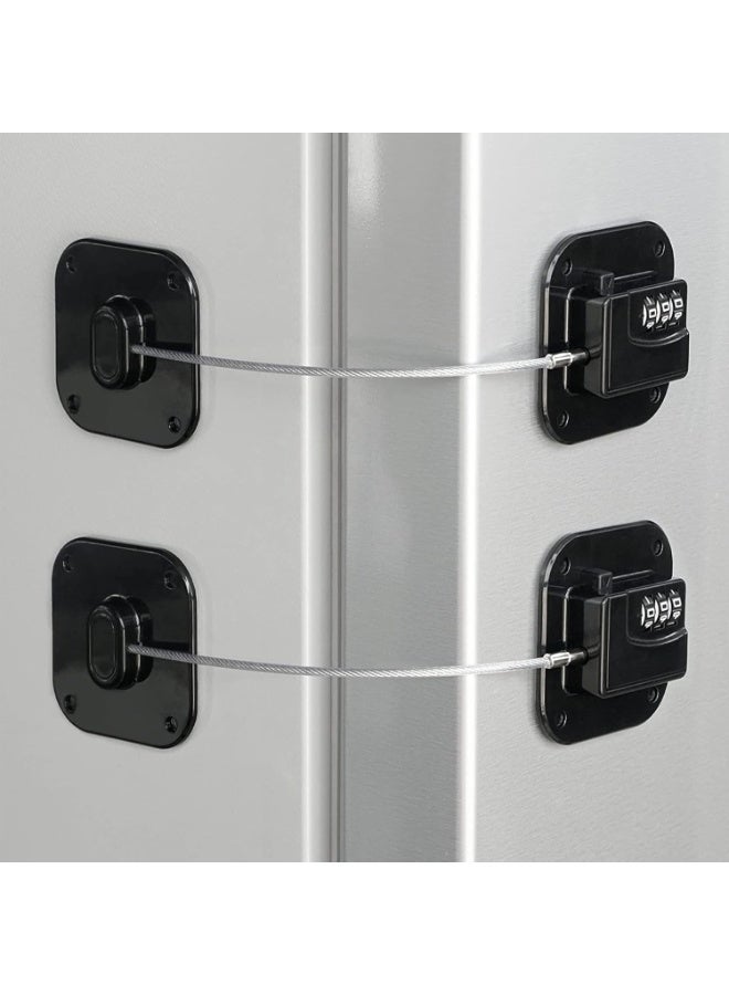Refrigerator Lock, Heavy Duty Fridge Lock, Combination Lock for Refrigerator Cabinets, Drawers, Safety, Easy Install No Keys Needed (Black-2Pack) - Image 1