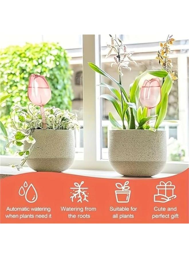 Generic 4 Pcs Plant Watering Globes – Self Watering Bulbs for Indoor & Outdoor Plants, Automatic Drip Irrigation with Terracotta Spikes, Tulip Design for Vacation & Home Decor  - Image 2