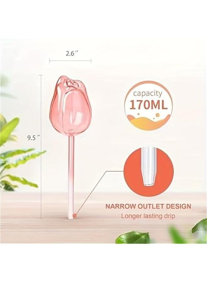 Generic 4 Pcs Plant Watering Globes – Self Watering Bulbs for Indoor & Outdoor Plants, Automatic Drip Irrigation with Terracotta Spikes, Tulip Design for Vacation & Home Decor  - Image 3