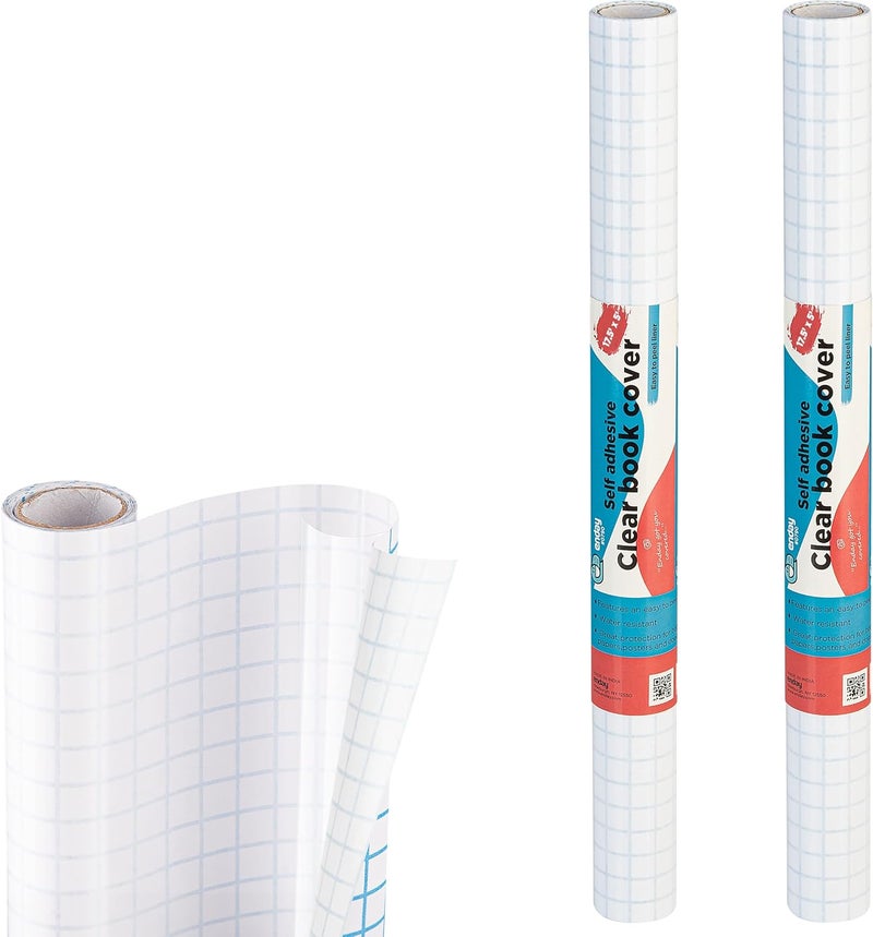 Enday Clear Contact Paper, 17.5” x 5-Feet, Transparent Self Adhesive Book and Textbook Covers for Paperbacks and Hard Covers, Plastic Protective Covering Contact Paper Roll, Acid Free, 2 Rolls – by - Image 1