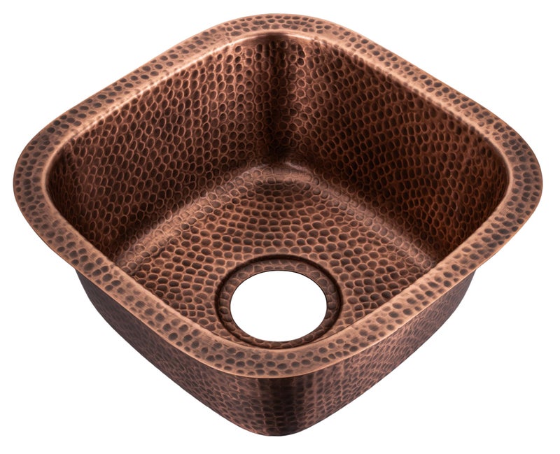 Monarch Abode Kitchen Bar Sink 15inch Atlas Dual Mount Drop in Kitchen Sink Hand Hammered Pure Copper Sinks Drop in Bar Sinks or Undermount Deep Single Bowl