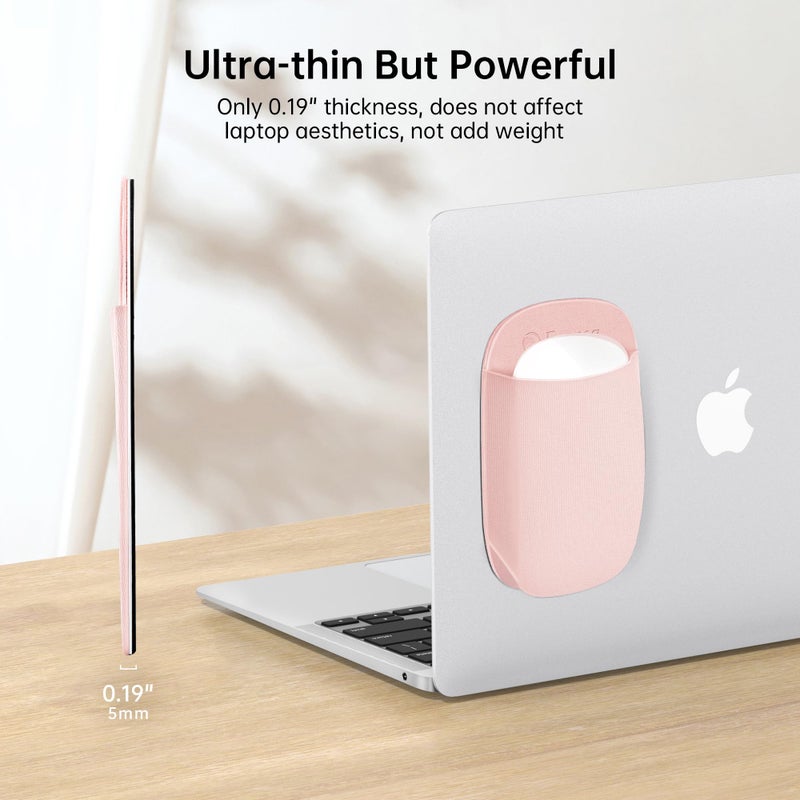 Epessa Slim Mouse Holder for Laptop, Mouse Pouch/Mouse Sleeve for Laptop, Computer Mouse Holder, Case for Magic Mouse, Reusable Adhesive, No Glue Residue, Compatible with iPad or MacBook - Image 5