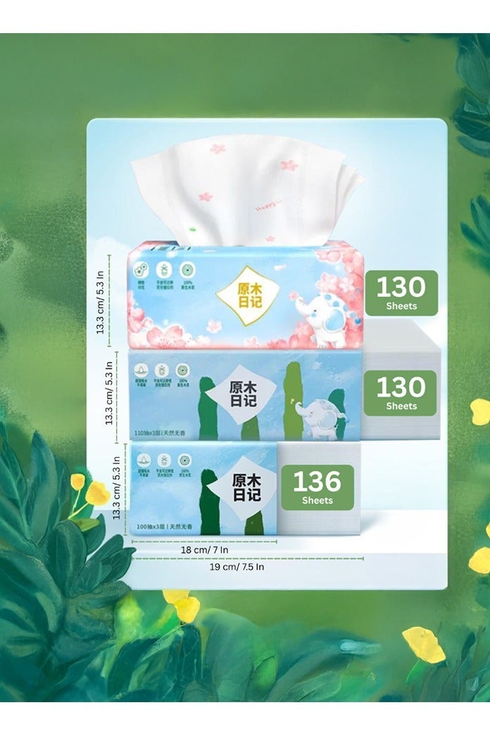 MODI Ultra-Soft Facial Tissues Bulk Pack – 30 Packs x 136 Sheets, 3-Ply High-Absorbency White Tissue Paper (180mm x 130mm) - Image 3