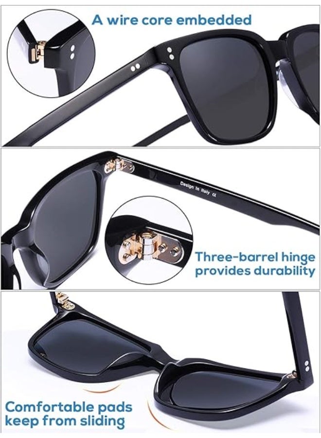 Field Polarized  Sunglasses for Men Women, UV400 Protection Sun Glasses TR Fashion Anti-Glare Sun Shades for Driving, Fishing, Traveling (Black) - Image 5