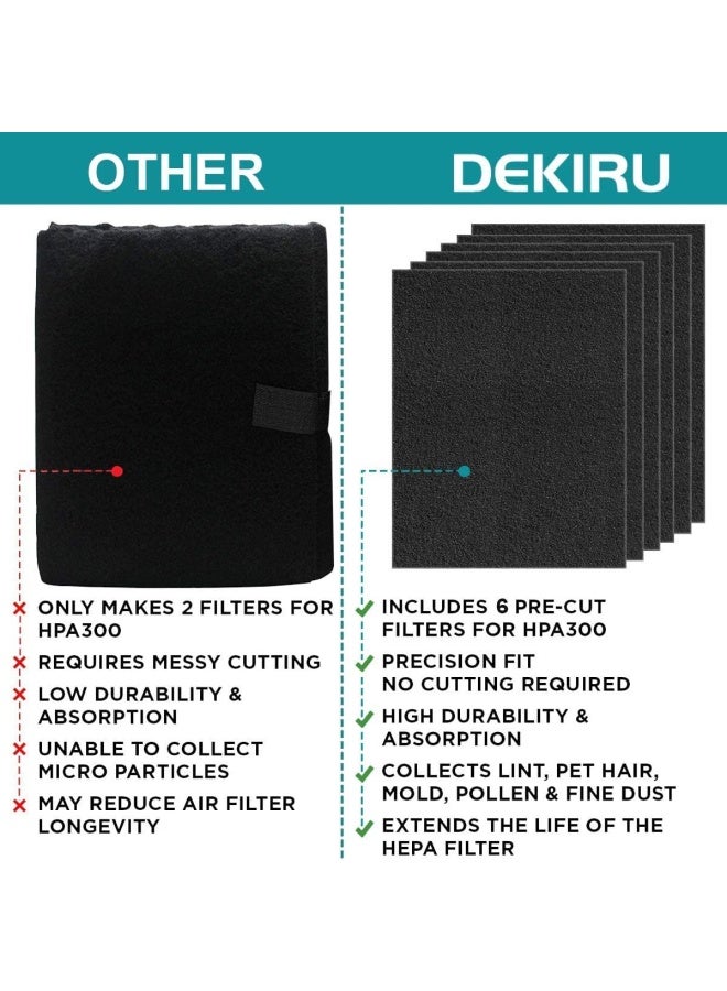 DEKIRU Carbon Activated Filter Precut for HPA300 Prefilter Compatible with Honeywell Air Purifier Filter Replacement Fit for Easy Installation Advanced Filters 6 Pack - Image 4