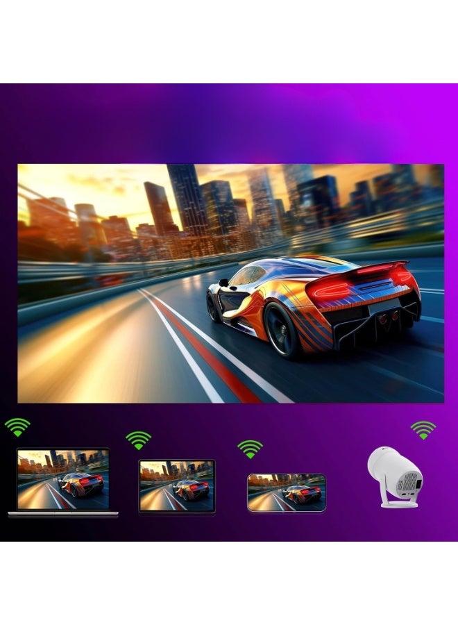 بروجكتور ميني ذكي بدقة 4K – يعمل بنظام أندرويد 12، سطوع أكثر من 4000 لومن، واي فاي 6 وبلوتوث 5.0، متوافق مع الآيفون واللابتوب وتي في ستيك والسينما المنزلية - Image 3