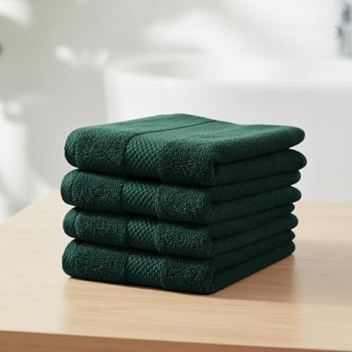 Earthy Fables Premium Face Towels – 100% Combed Cotton, 600 GSM, Ultra Soft, Quick Dry & Highly Absorbent, for Gym, Travel & Acne-Prone Skin, 30 x 30 cm, Set of 4 (Castleton Green) - Image 1
