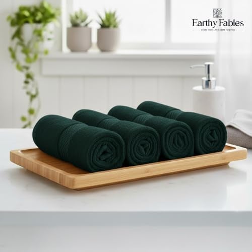Earthy Fables Premium Face Towels – 100% Combed Cotton, 600 GSM, Ultra Soft, Quick Dry & Highly Absorbent, for Gym, Travel & Acne-Prone Skin, 30 x 30 cm, Set of 4 (Castleton Green) - Image 2