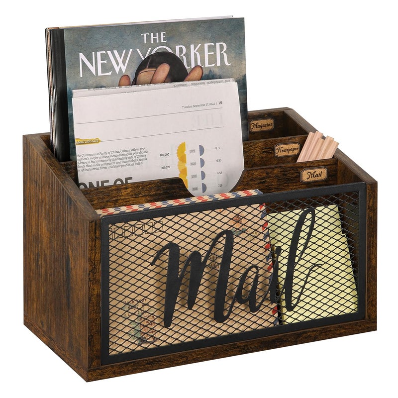 YINMIT Mail Organizer Countertop, Mail Holder, Mail Sorter for Desk, Desktop Mail Basket, Mail Organizer Wall Mounted, Office Desk Organizers and Accessories for File Paper Folder - Image 1