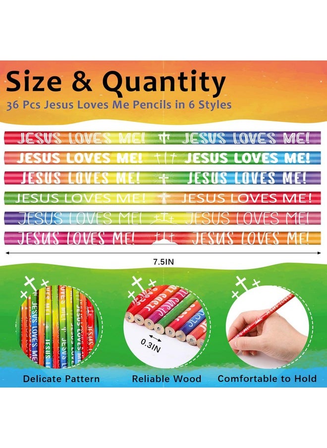 Zhanmai - 48 Pcs/24 Sets Jesus Loves Me Pencils Silicone Wristbands Set Religious Colorful Wooden Pencil Christian Bible Verse Rubber Wristbands For Church Sunday School Gift Classroom Reward - Image 1