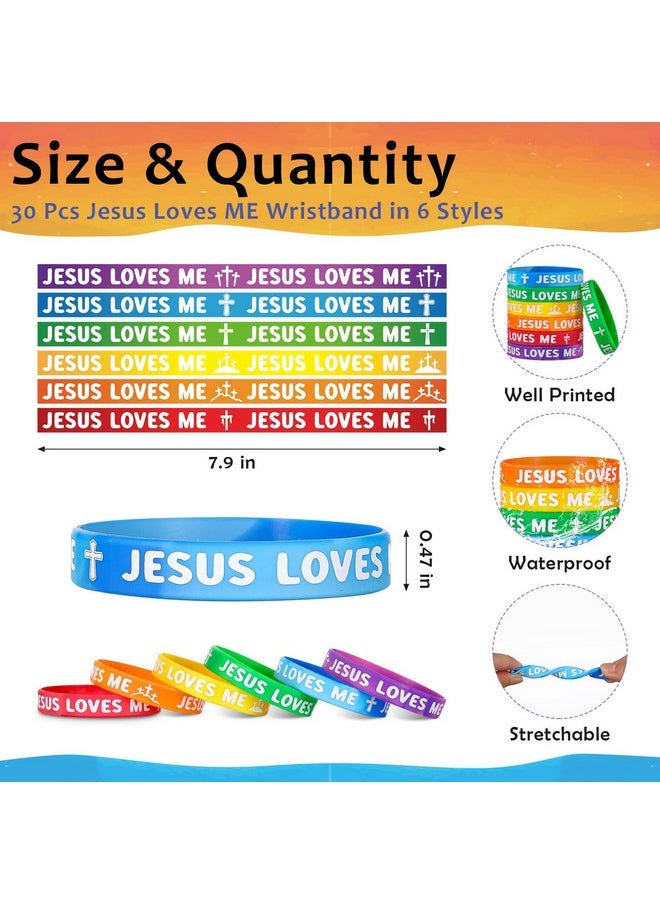 Zhanmai - 48 Pcs/24 Sets Jesus Loves Me Pencils Silicone Wristbands Set Religious Colorful Wooden Pencil Christian Bible Verse Rubber Wristbands For Church Sunday School Gift Classroom Reward - Image 1