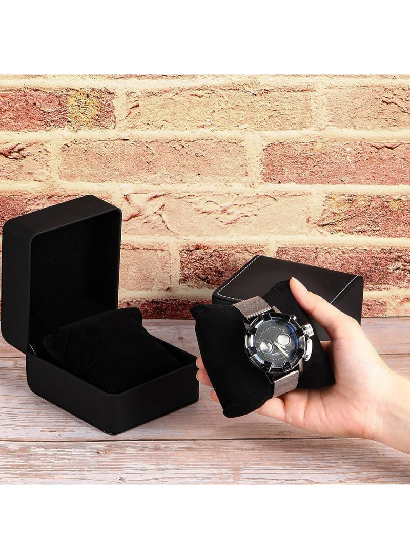 Barakah Watch Box, Leather Watch Storage Case Single Slot with Removable Pillow, Portable Wristwatch Display Organizer for Travel or Home, Gift Box for Men and Women, 2 Pack Black - Image 5