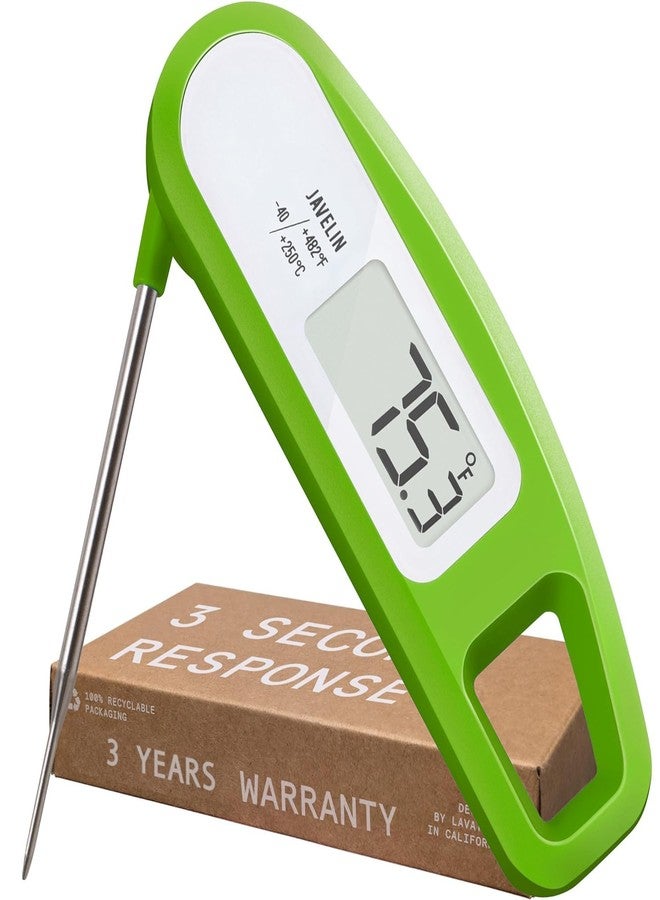 Lavatools Javelin® Ultra-Fast 3-Second Digital Instant Read Meat Thermometer for Grill and Cooking, 2.75" Probe, Compact Foldable Design, Large Display, IP65 Water Resistant, NSF Certified - Wasabi - Image 1