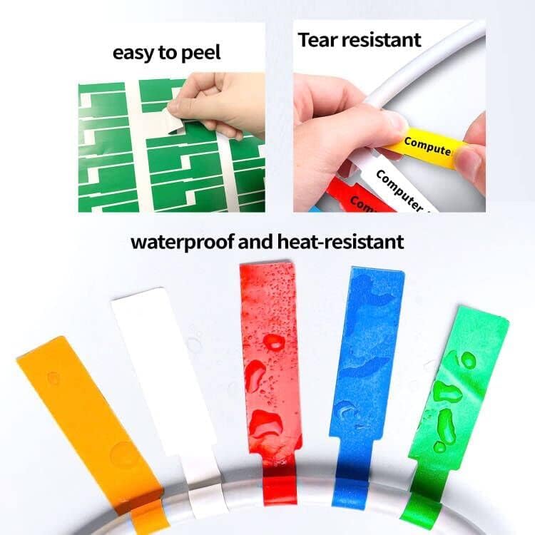 True-Ally 240 PCS Cable Labels, 8 Colors Waterproof Cable Tags Wire Labels for Cable Management, Cord Labels Can Write On, Self Adhesive Wire Labels Easy Handwriting. Cable Organiser - Image 3