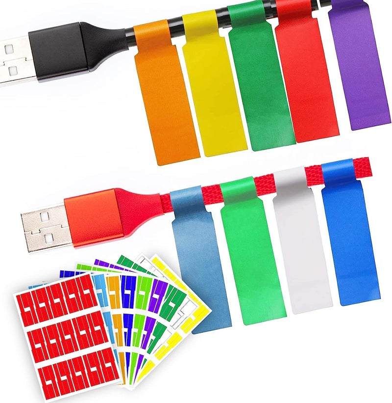True-Ally 240 PCS Cable Labels, 8 Colors Waterproof Cable Tags Wire Labels for Cable Management, Cord Labels Can Write On, Self Adhesive Wire Labels Easy Handwriting. Cable Organiser - Image 1