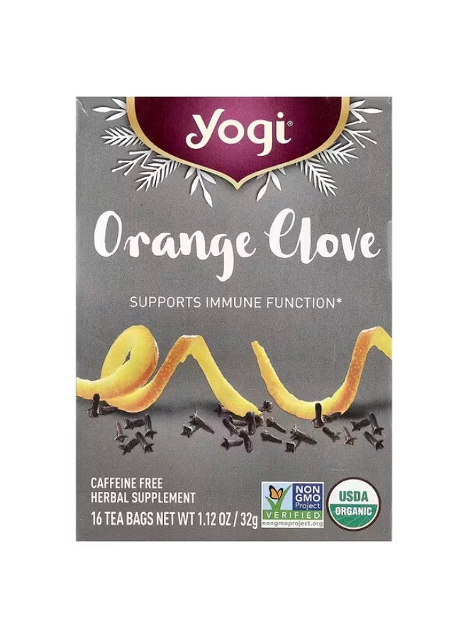 Yogi Tea, Orange Clove, Caffeine Free, 16 Tea Bags, 1.12 oz (32 g)