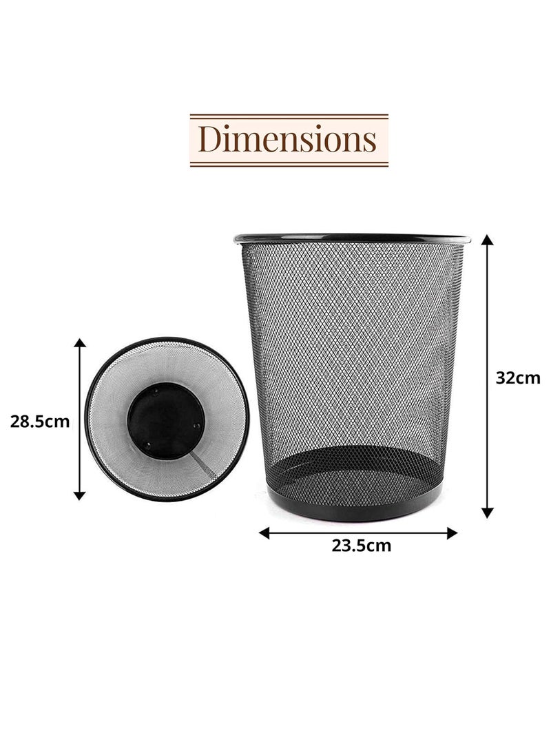GoodWill Tech GoodWill Tech Metal Mesh Waste Dustbin Pack of 3 for HomeKitchen Large 19L Black opentop  - Image 3