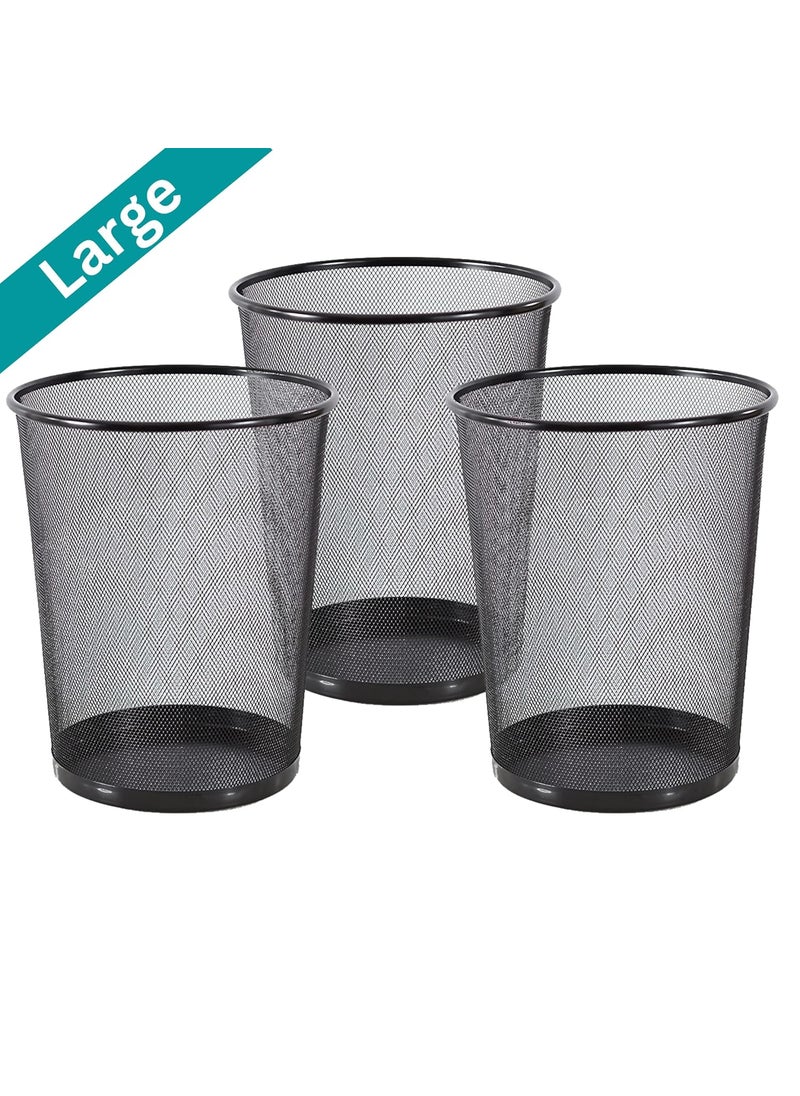 GoodWill Tech GoodWill Tech Metal Mesh Waste Dustbin Pack of 3 for HomeKitchen Large 19L Black opentop  - Image 2