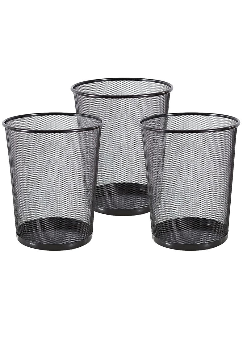 GoodWill Tech GoodWill Tech Metal Mesh Waste Dustbin Pack of 3 for HomeKitchen Large 19L Black opentop  - Image 1