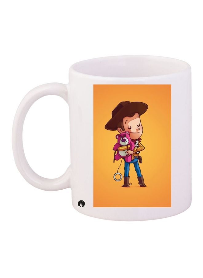 Cartoon Printed Coffee Mug White/Yellow/Brown 11ounce