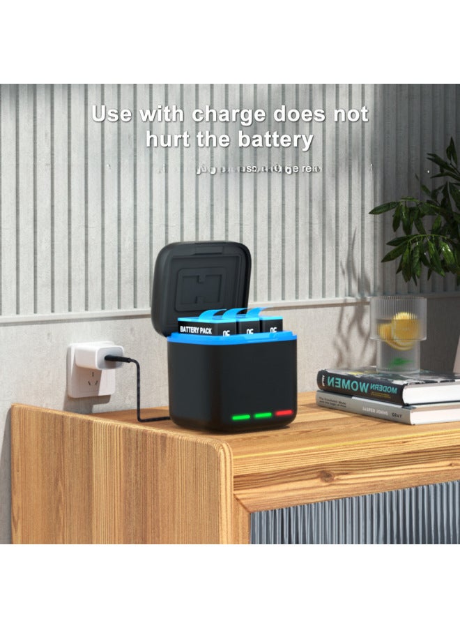 Generic Product Suitable For Gopro Hero12/11/10/9 Battery Charging Suit Fast Charging Charging Box +3 Batteries-Color:Battery Storage Three Charge + One Battery - Image 3
