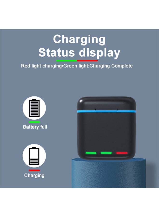 Generic Product Suitable For Gopro Hero12/11/10/9 Battery Charging Suit Fast Charging Charging Box +3 Batteries-Color:Battery Storage Three Charge + One Battery - Image 4