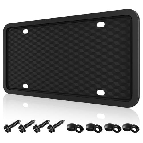 Podestaa 1 Pack License Plate Frames TPU Black Car Licence Plates Frame Holder for Men and Women Front Rear Plate Frame Protector with Screw Kit - Image 1