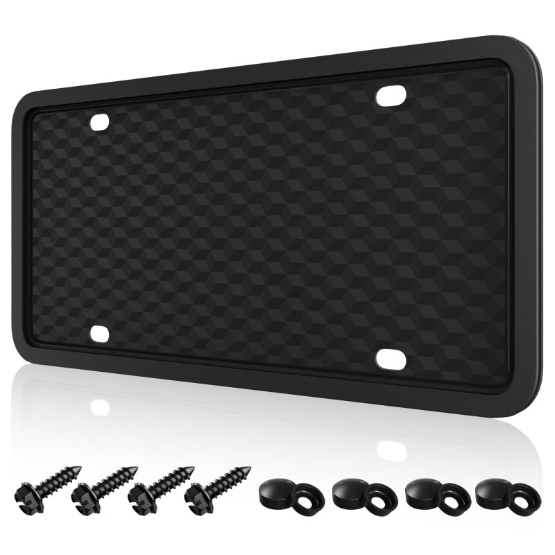 Podestaa 1 Pack License Plate Frames TPU Black Car Licence Plates Frame Holder for Men and Women Front Rear Plate Frame Protector with Screw Kit - Image 3