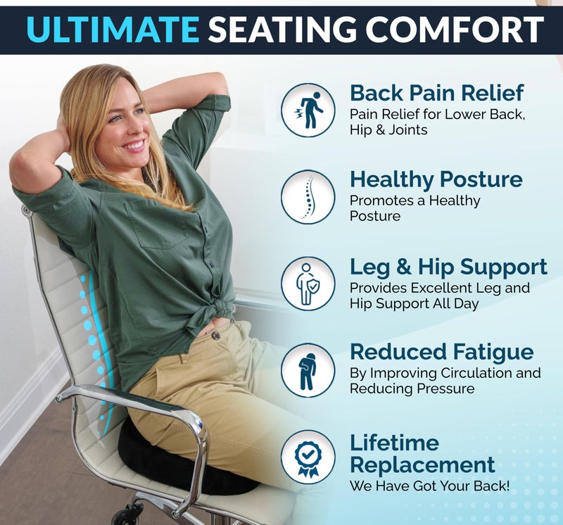 ComfiLife وسادة مقعد ComfiLife Gel Enhanced - وسادة كرسي المكتب - وسادة عظم العصعص غير القابلة للانزلاق من الجل ورغوة الذاكرة لألم عظم الذنب - وسادة مقعد كرسي المكتب والسيارة أثناء القيادة - تخفيف آلام عرق النسا والظهر (أسود) - Image 4