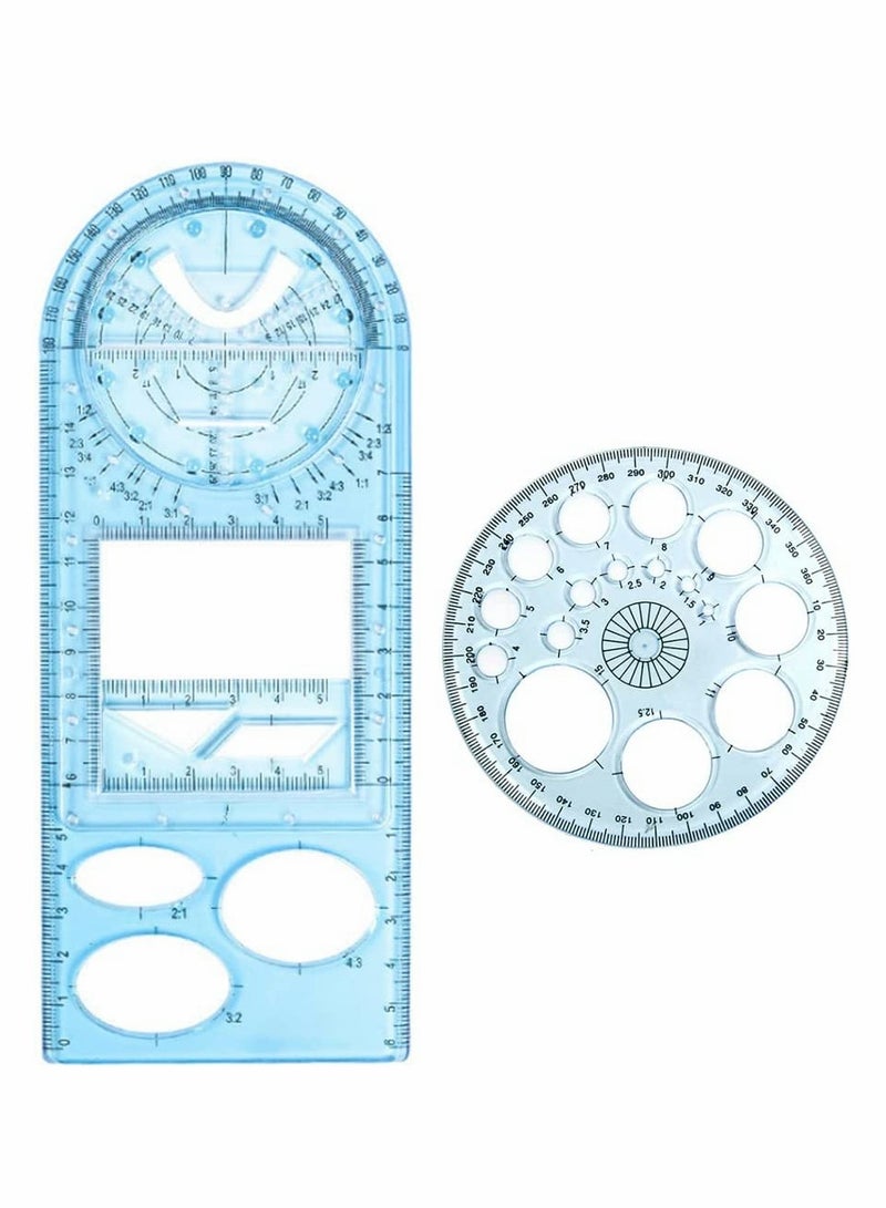 KASTWAVE Drawing Ruler Geometric Ruler Drawing Template Measuring Tool Plastic Draft Rulers for School Office Supplies for Studying  - Image 1