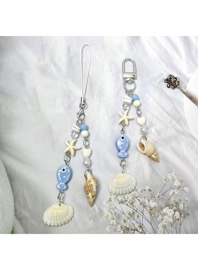Lemon 2PCS Cute Phone Charms Shells, Starfish, and Fish Phone Straps Key Chains for Keys Bags Camera - Image 2