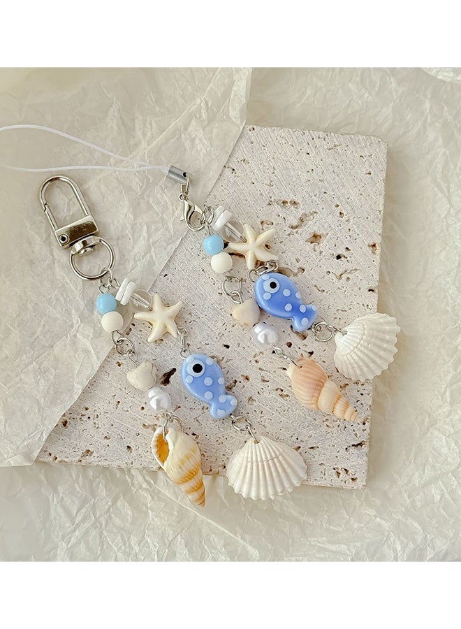 Lemon 2PCS Cute Phone Charms Shells, Starfish, and Fish Phone Straps Key Chains for Keys Bags Camera - Image 1