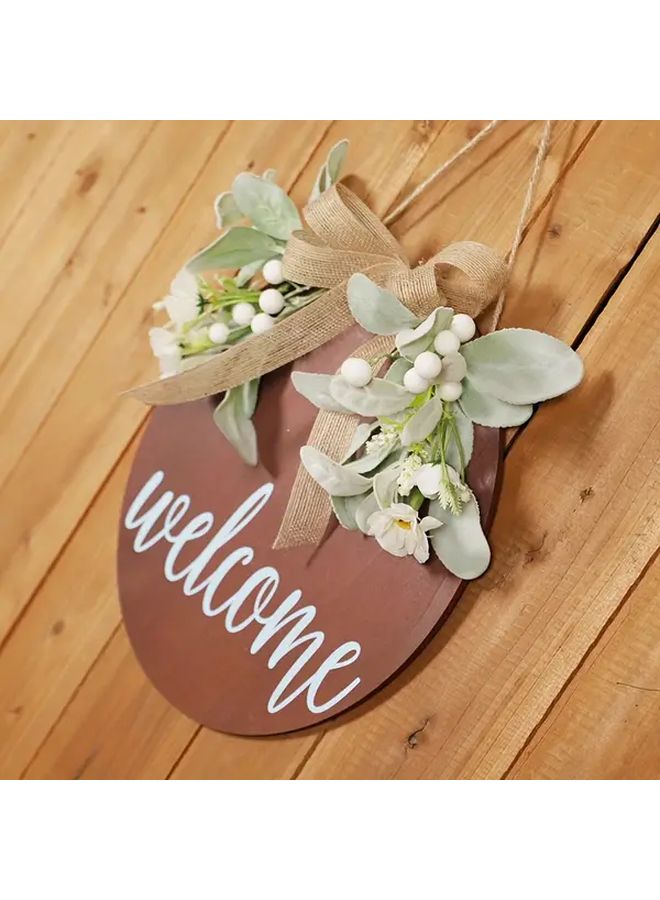 Rabbit Ear Leaf Ginkgo Wood Welcome Sign Wreath For Door Farmhouse Decor - Image 5