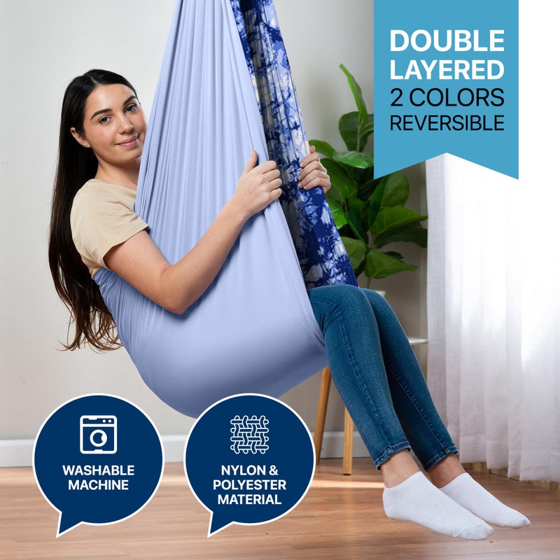 FRIENDLY CUDDLE Indoor Sensory Swing for Kids or Outdoor â€“ Holds 300lbs, Double-Layer, & 360Â° Swivel, Calming Compression Therapy Swing Hammock for Kids & Adults with All Hardware â€“ Sensory-Motor Toys & Gifts - Image 2