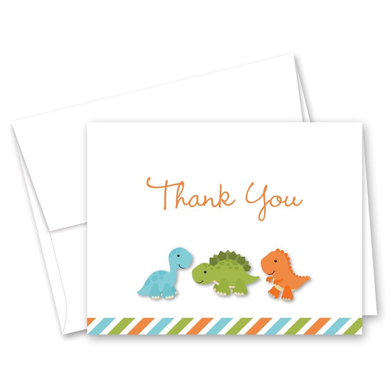 MyExpression.com 50 Cnt Dinosaur Baby Shower or Kids Birthday Thank You Cards - Image 1