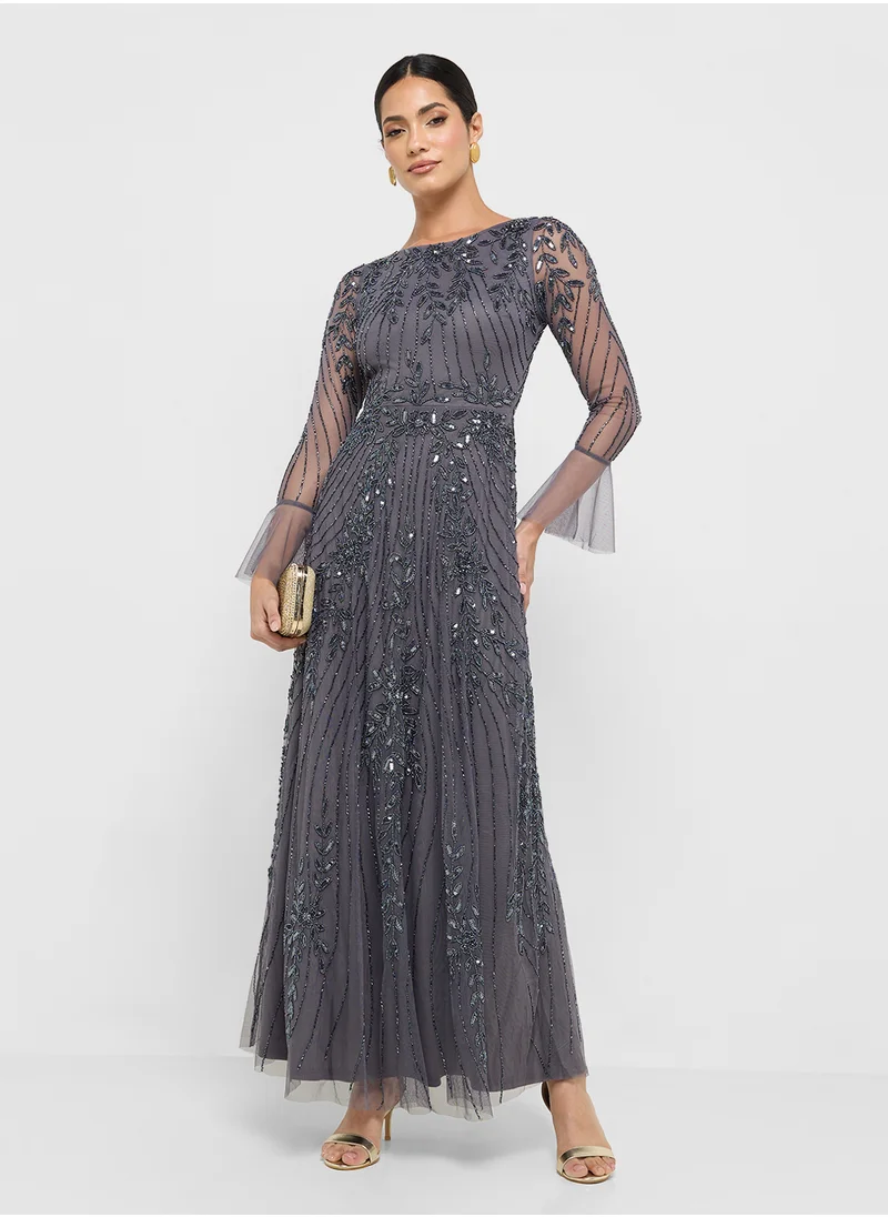 فروك اند فرل Embellished Flared Sleeve Maxi Dress