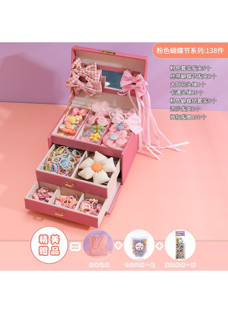 Generic - Kids Hair Accessory Gift Set Pink bow series (three-layer gift box) - Image 1