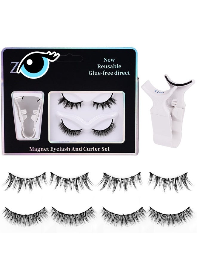 2 Pairs 5-Point Magnetic Eyelashes Set - 2 Styles, 60s Easy Apply, All-Day Hold & Free Storage Case, No Glue Needed! - Image 1
