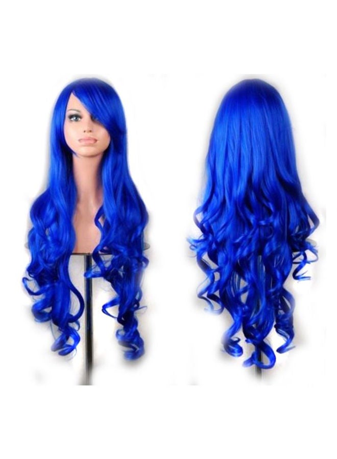 إسكدنيا شعر مستعار تنكري طويل ومجعد بتصميم شخصية الرسوم المتحركة هاراجوكو أزرق - Image 1