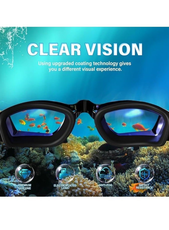 Generic Swim Goggles Swim Cap Anti Fog Swimming Goggles with Clear Lens No Leak UV Protection with Earplugs (White) - Image 4