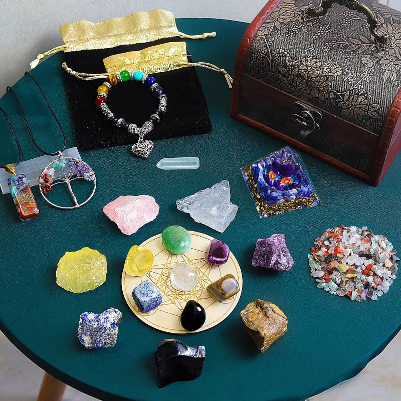 TATOODAA Crystals and Healing Stones,26 Pcs Healing Crystal Set for Meditation,7 Raw Chakra Stones Crystals Kit Pyramid Reiki Real Crystal Stones with Wooden Box,Gifts for Crystal Beginners - Image 2