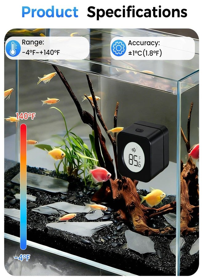 Thlevel Aquarium Magnetic Cleaner with Thermometer 2 in 1 Fish Nano Tank Glass Cleaner Tool Algae Scrapers Mini Magnet Brush Only for Glass Tank (Up to 20 Gallons) - Image 2
