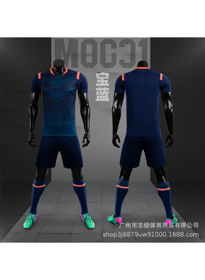 M8631 Sapphire Blue Light Board Short Sleeve Football Jersey - Image 1