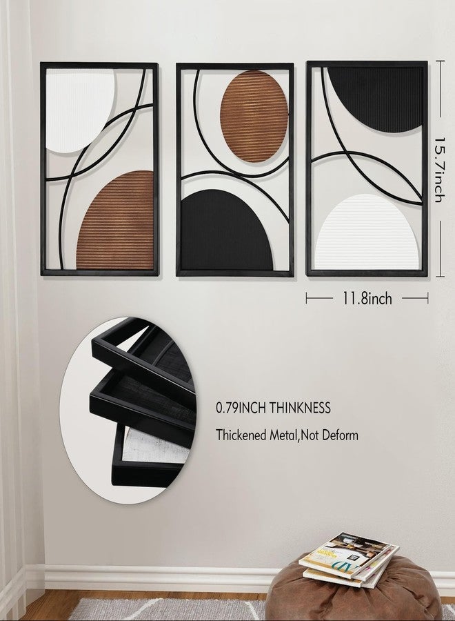 Oakrain 3 Pack Metal Wall Art, Abstract Minimalist Modern Wall Decor for Living Room, Bedroom, Office, Entryway - Image 2