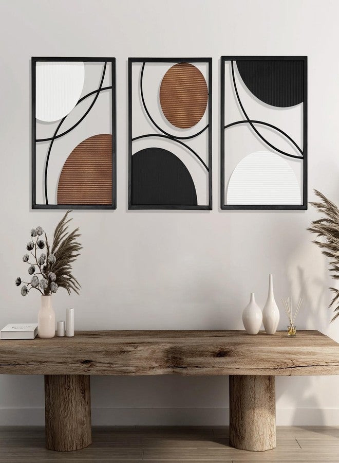 Oakrain 3 Pack Metal Wall Art, Abstract Minimalist Modern Wall Decor for Living Room, Bedroom, Office, Entryway - Image 1