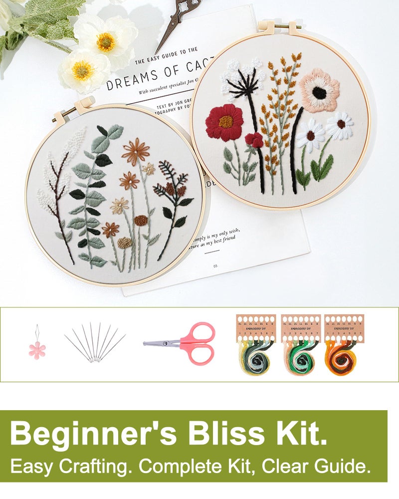 Santune 3 Sets Embroidery Kit,Cross Stitch Kits for Beginners,Needlepoint Kits for Adults with Easy Floral Pattern Hand Crafts,Hoop,Needle,Mothers Day Gifts - Image 4